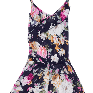 ENTERIZO DE TIRANTES CON VOLANTES Y PANTALON CORTO AZUL DE FLORES