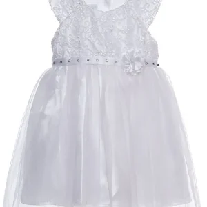 Vestido de Bautizo para Niña Blanco con Strass