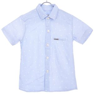 Camisa para Niño Celeste con Lunares Blancos