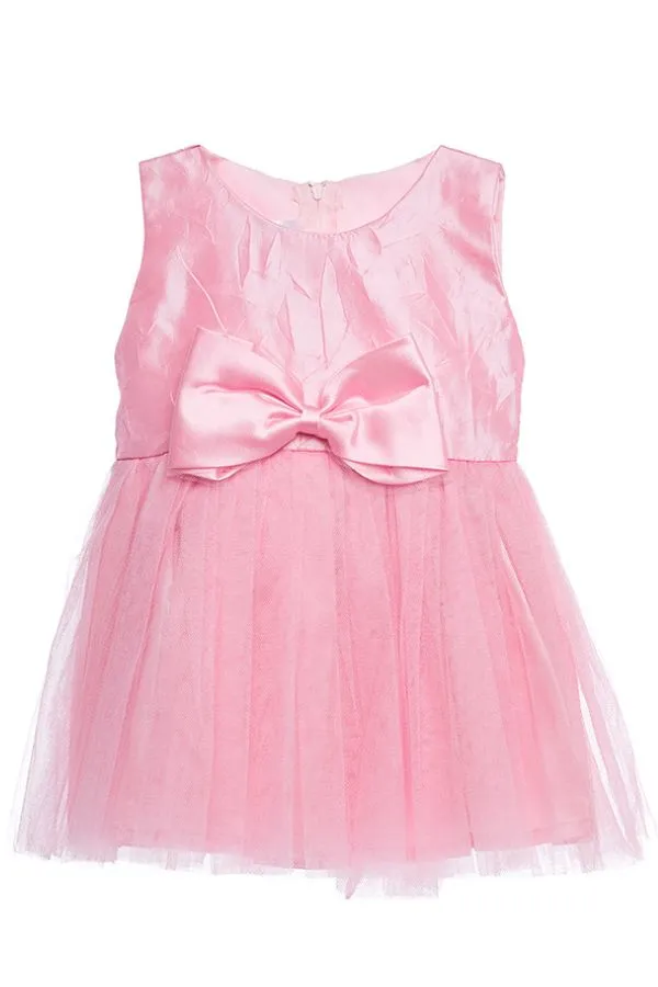 Vestido para Bebé Niña Rosado de Princesa con Lazos y Tul - Imagen 3