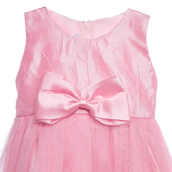 Vestido para Bebé Niña Rosado de Princesa con Lazos y Tul - Imagen 4