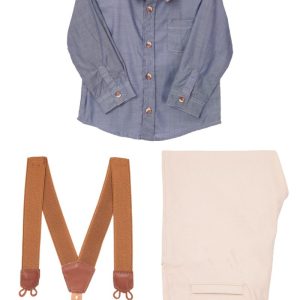 Conjunto para Bebé Gris y Beige con Tirantes Camel