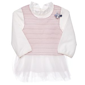 Vestido para Bebé Niña Blanco con Chaleco de Hilo