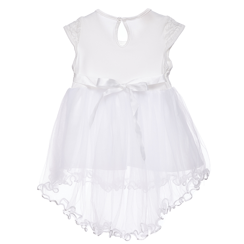 Vestido para Bebé Niña Blanco Bordado con Flores en la Cintura - Imagen 5