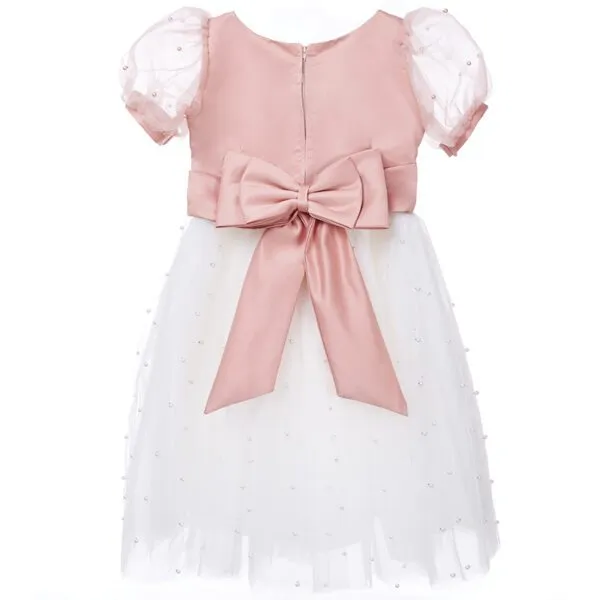 Vestido para Niña Blanco Nude de Fiesta Perla - Imagen 5