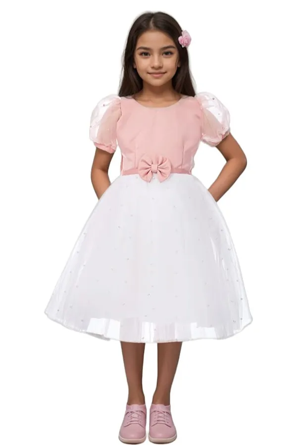 Vestido para Niña Blanco Nude de Fiesta Perla - Imagen 2