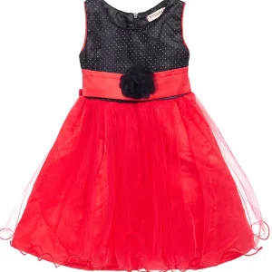 Vestido para bebe Niña Negro y Rojo con Flor