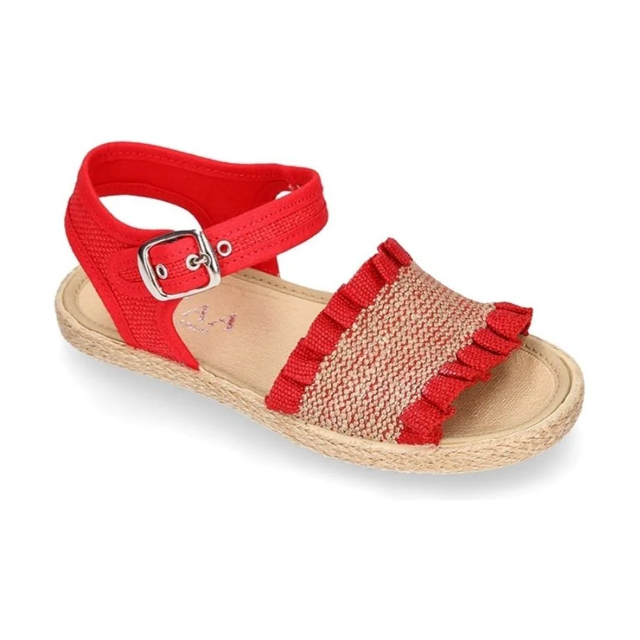 Sandalia tipo Alpargata niña con diseño elastico ROJO